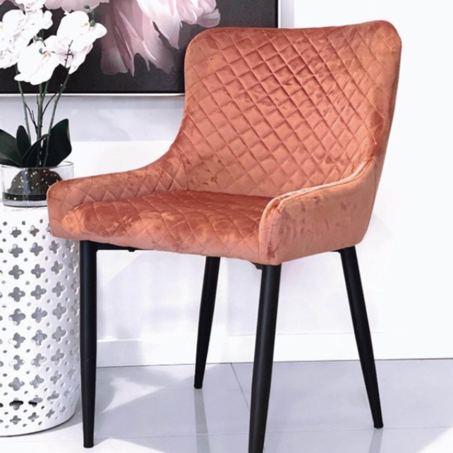 With its stunning diamond-tufted velvet upholstery detailing and gorgeous dusty pink Colour, our Florence Chair is the perfect chair for luxe spaces. Black Metal frame for a long-lasting chair. 60x50x81cm - Bliss Gifts &amp; Homewares | Unit 8, 259 Princes Hwy Ulladulla | South Coast NSW | Online Retail Gift &amp; Homeware Shopping | 0427795959, 44541523