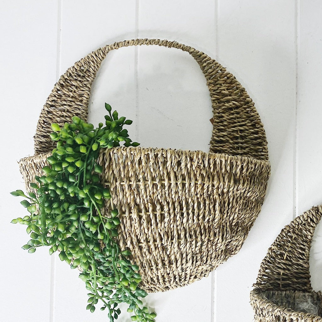 Straw Wall Hanging Basket Planters BLISS Gifts Homewares