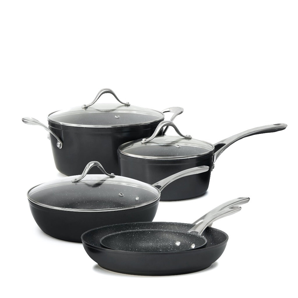 The TAN-IUM Cookware Set, developed by Salt&Pepper includes a range of pots and pans using cutting edge technology to increase durability and ease of use. Features a multi-layer QuanTanium non-stick coating. Oven safe up to 230°C. Shop online. AfterPay available. Australia wide Shipping | Bliss Gifts & Homewares - Unit 8, 259 Princes Hwy Ulladulla - 0427795959, 44541523