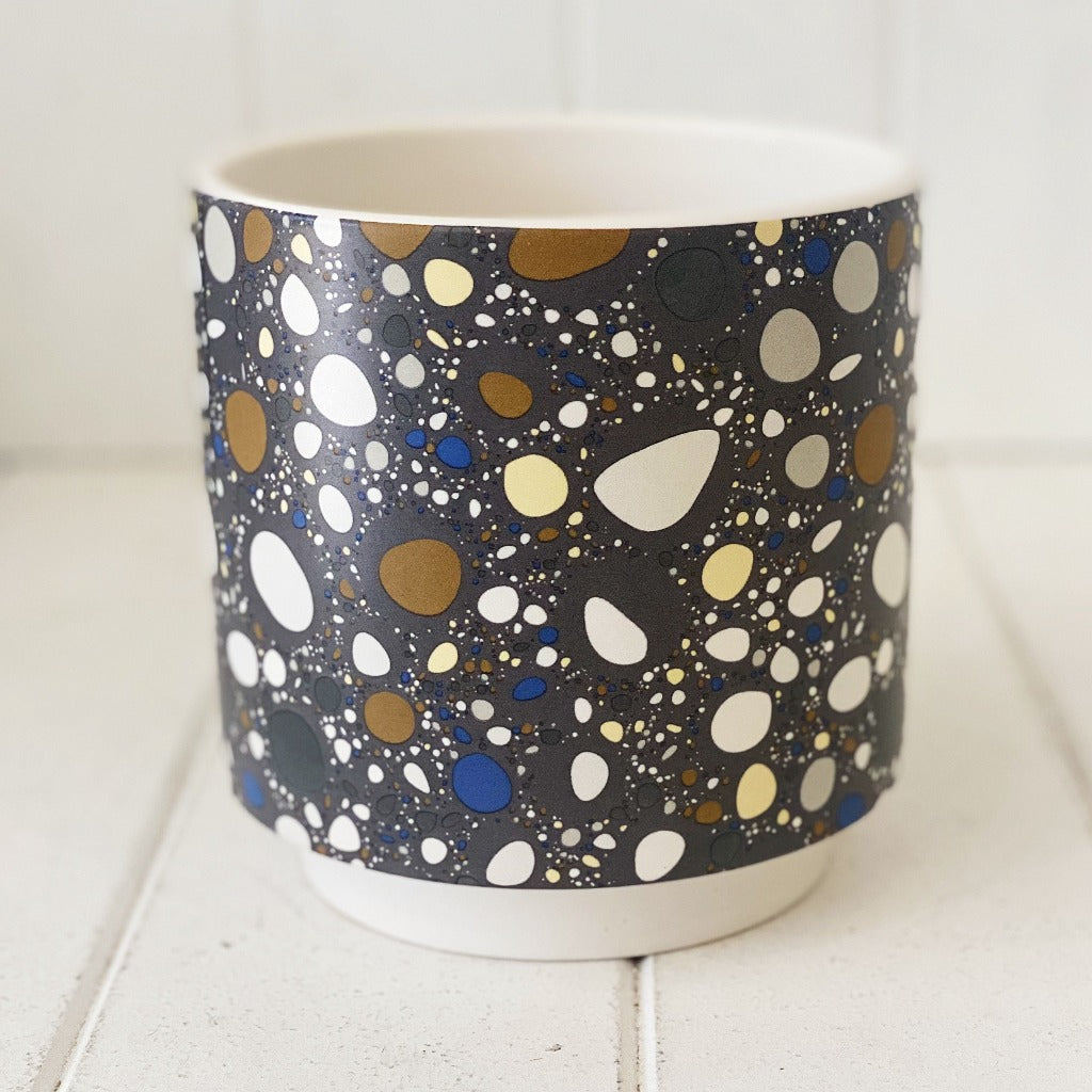 Showcase your favourite plants, succulents, and flowers with the beautiful and unique Terrazzo Pots in Large. Approx size: 14x14x14.3cm. Ceramic. Drainage hole and plug for your convenience.| Bliss Gifts &amp; Homewares | Unit 8, 259 Princes Hwy Ulladulla | South Coast NSW | Online Retail Gift &amp; Homeware Shopping | 0427795959, 44541523