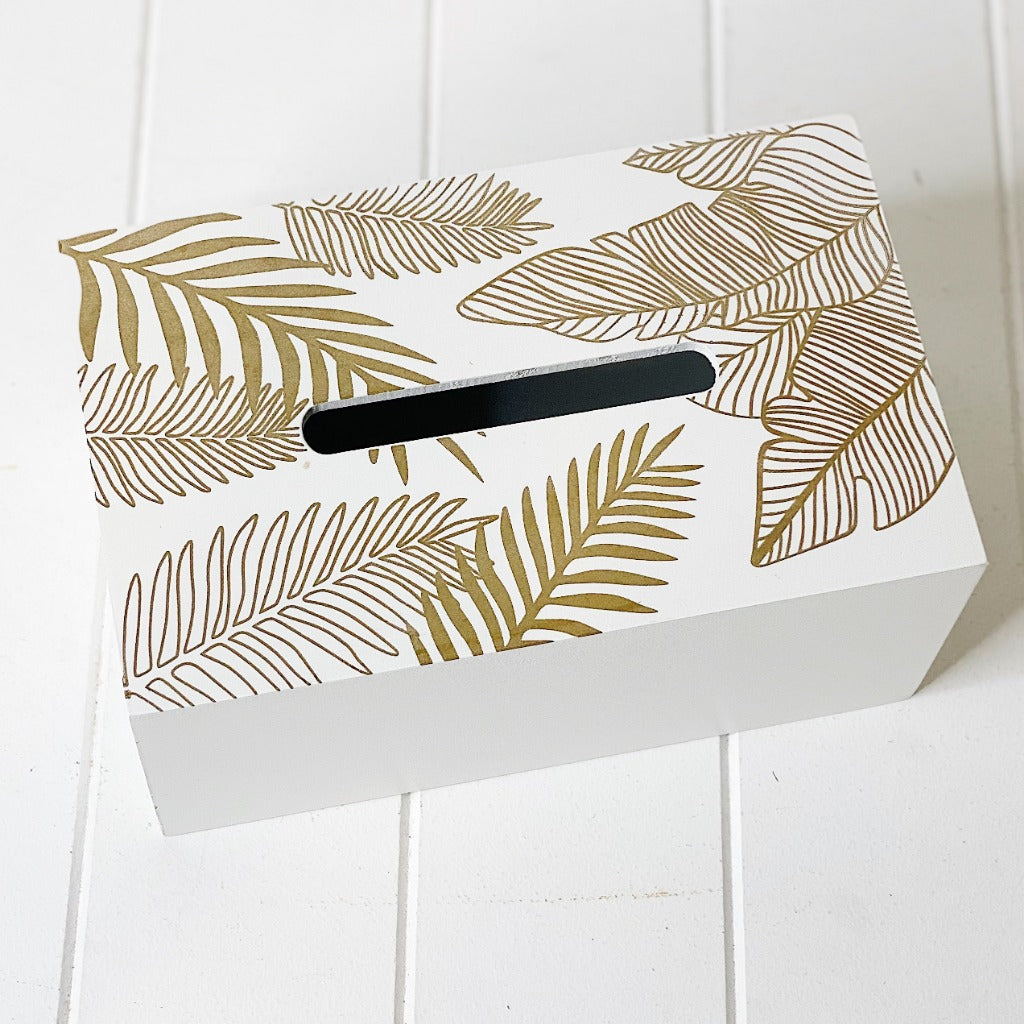 Our Tissue Box cover in White and Gold is beautiful enough to earn a permanent spot on your nightstand or desk. The long shape makes it great for accommodating both square and rectangular-shaped or tall and short tissue holders. Fill it napkins and tissues by themselves or along with its packaging.| Bliss Gifts & Homewares | Unit 8, 259 Princes Hwy Ulladulla | South Coast NSW | Online Retail Gift & Homeware Shopping | 0427795959, 44541523