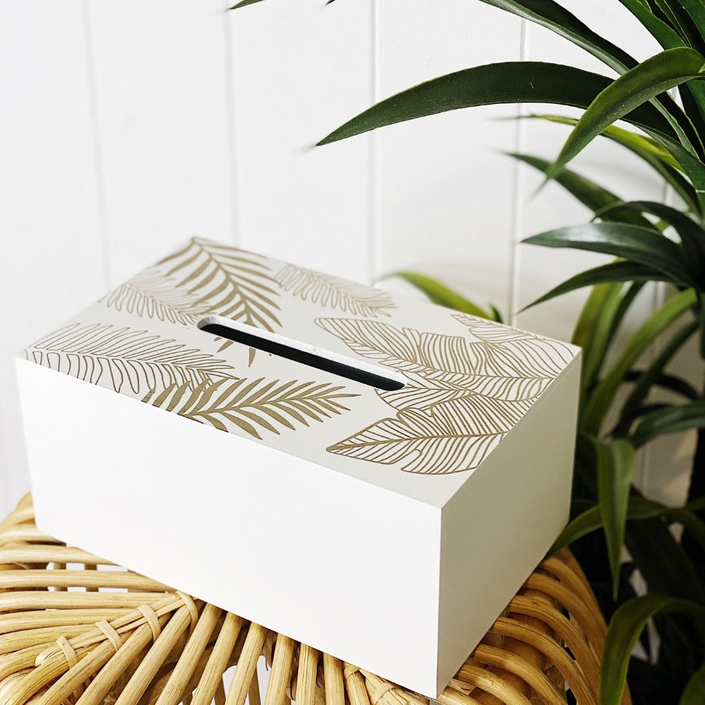 Our Tissue Box cover in White and Gold is beautiful enough to earn a permanent spot on your nightstand or desk. The long shape makes it great for accommodating both square and rectangular-shaped or tall and short tissue holders. Fill it napkins and tissues by themselves or along with its packaging.| Bliss Gifts & Homewares | Unit 8, 259 Princes Hwy Ulladulla | South Coast NSW | Online Retail Gift & Homeware Shopping | 0427795959, 44541523