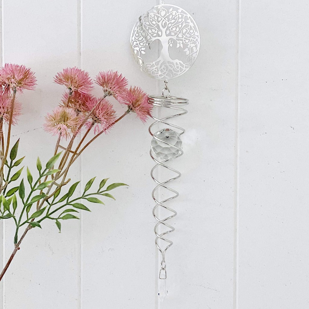 Our Tree Of Life Vortex Spiral Spinner is so delicately impressive and would fit into any home style, inside or outside. It creates the vortex illusion by spinning with an intricately detailed Tree of Life symbol hanging above. 37cm.| Bliss Gifts &amp; Homewares | Unit 8, 259 Princes Hwy Ulladulla | South Coast NSW | Online Retail Gift &amp; Homeware Shopping | 0427795959, 44541523