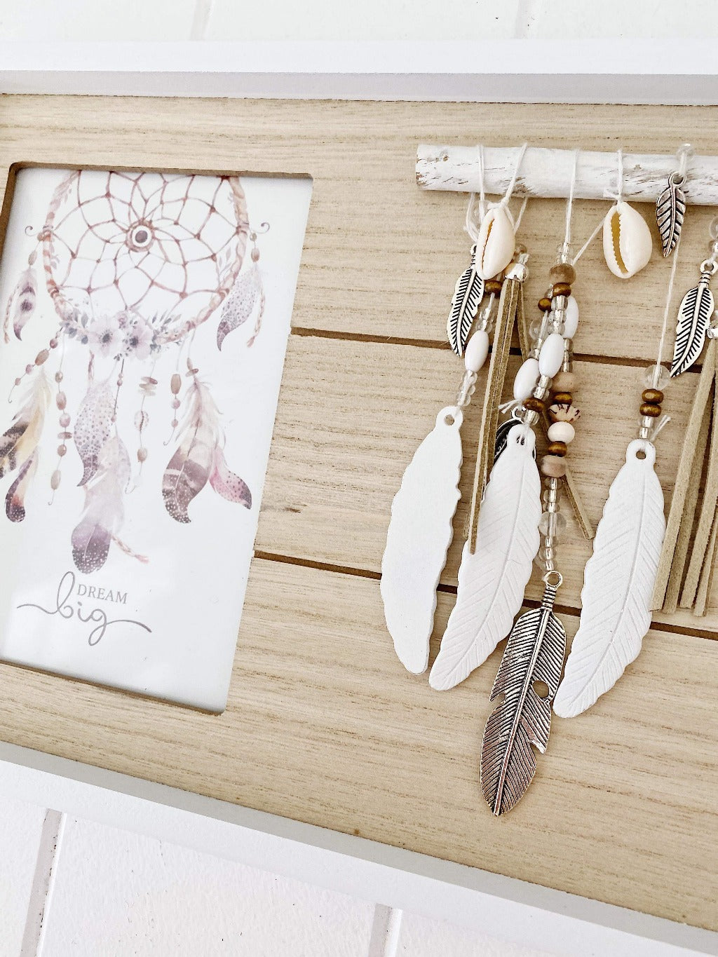 Our Twin Dreamcatcher Framed Print makes a great styling accessory for your bedroom, lounge room or office, bringing a bohemian vibe into your space. Measures approx: 40x21cm. Shop online. AfterPay available. Australia wide Shipping | Bliss Gifts &amp; Homewares - Unit 8, 259 Princes Hwy Ulladulla - 0427795959, 44541523