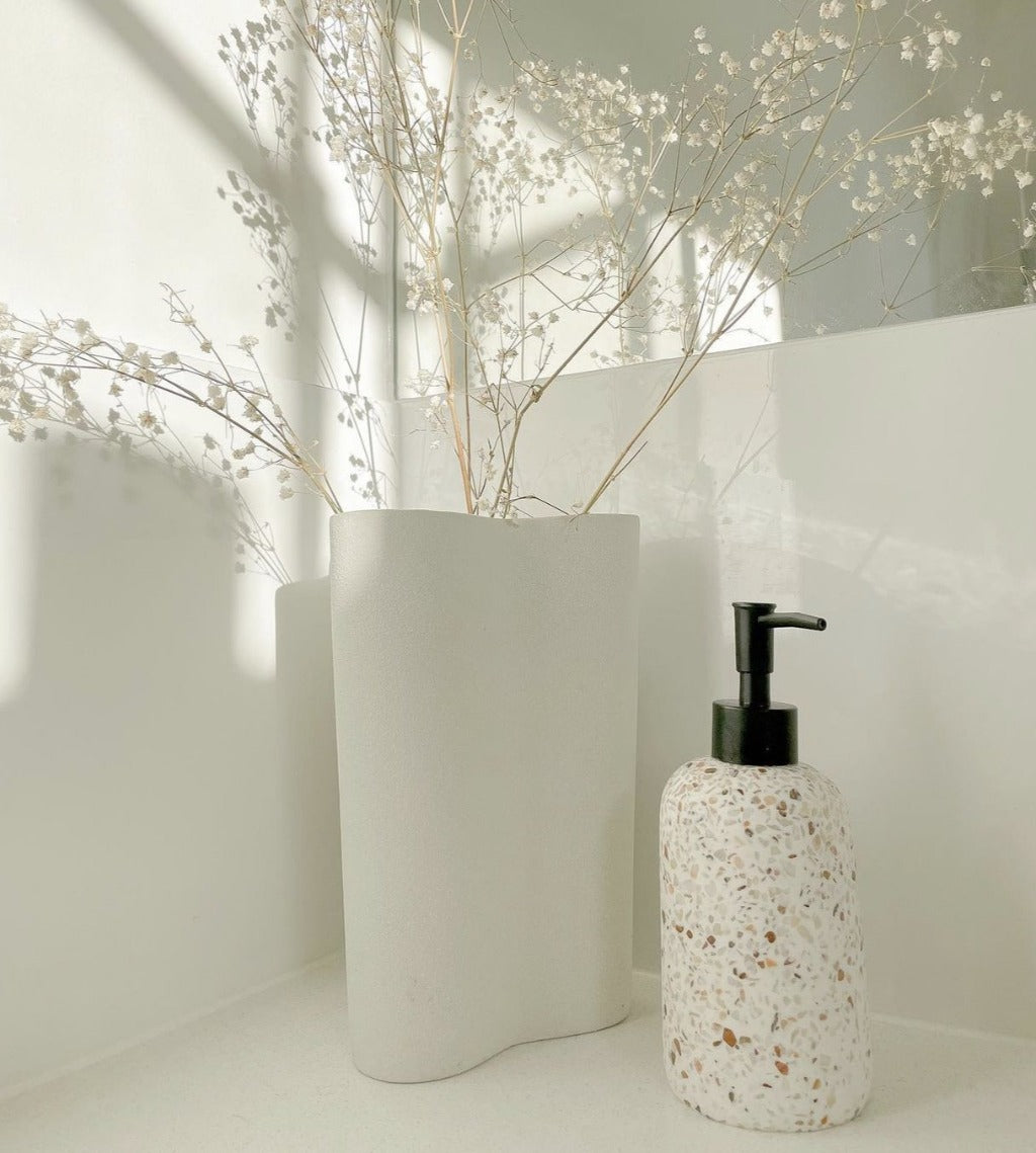 Venice White 185ml Soap Dispenser - Salt&amp;Pepper - Made from durable resin in a delightfully sleek shape - features a matte finish with an on-trend terrazzo inlay |Bliss Gifts &amp; Homewares - Unit 8, 259 Princes Hwy Ulladulla - Shop Online &amp; In store - 0427795959, 44541523 - Australia wide shipping