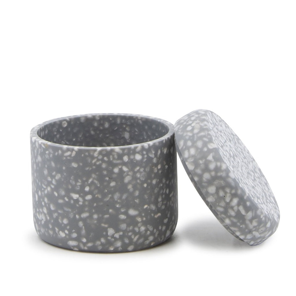 Venice Grey Terrazzo Canister - Salt&amp;Pepper - Made from durable resin in a delightfully sleek shape - features a matte finish with an on-trend terrazzo inlay |Bliss Gifts &amp; Homewares - Unit 8, 259 Princes Hwy Ulladulla - Shop Online &amp; In store - 0427795959, 44541523 - Australia wide shipping 