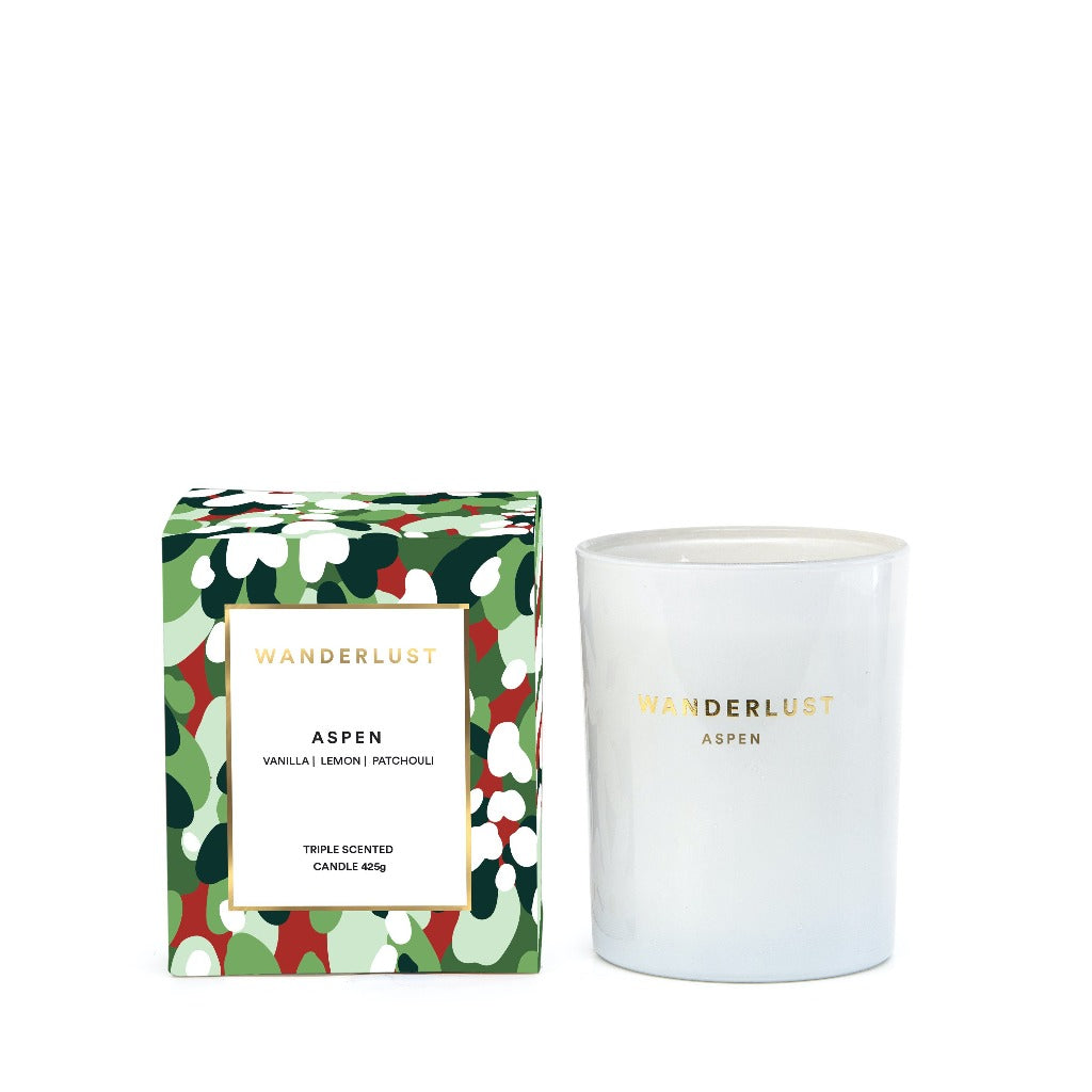 This 425g ASPEN candle from salt&amp;pepper&#39;s WANDERLUST collection is stylishly packaged, this candle is filled with an energetic blend of bergamot, tonka bean and cedar-nestling you in amongst the peaks of Aspen&#39;s spectacular mountains.| Bliss Gifts &amp; Homewares | Unit 8, 259 Princes Hwy Ulladulla | South Coast NSW | Online Retail Gift &amp; Homeware Shopping | 0427795959, 44541523