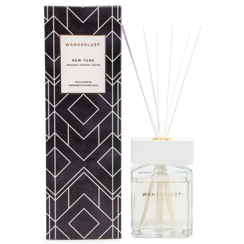 From Salt&amp;Pepper&#39;&#39;s WANDERLUST collection is this colourfully packaged 300ml NEW YORK diffuser and cotton stick set filled with a soul-stirring and woody blend of bergamot, saffron and leather. European-sourced essential oils that will infuse that New York City buzz into any space.| Bliss Gifts &amp; Homewares | Unit 8, 259 Princes Hwy Ulladulla | South Coast NSW | Online Retail Gift &amp; Homeware Shopping | 0427795959, 44541523