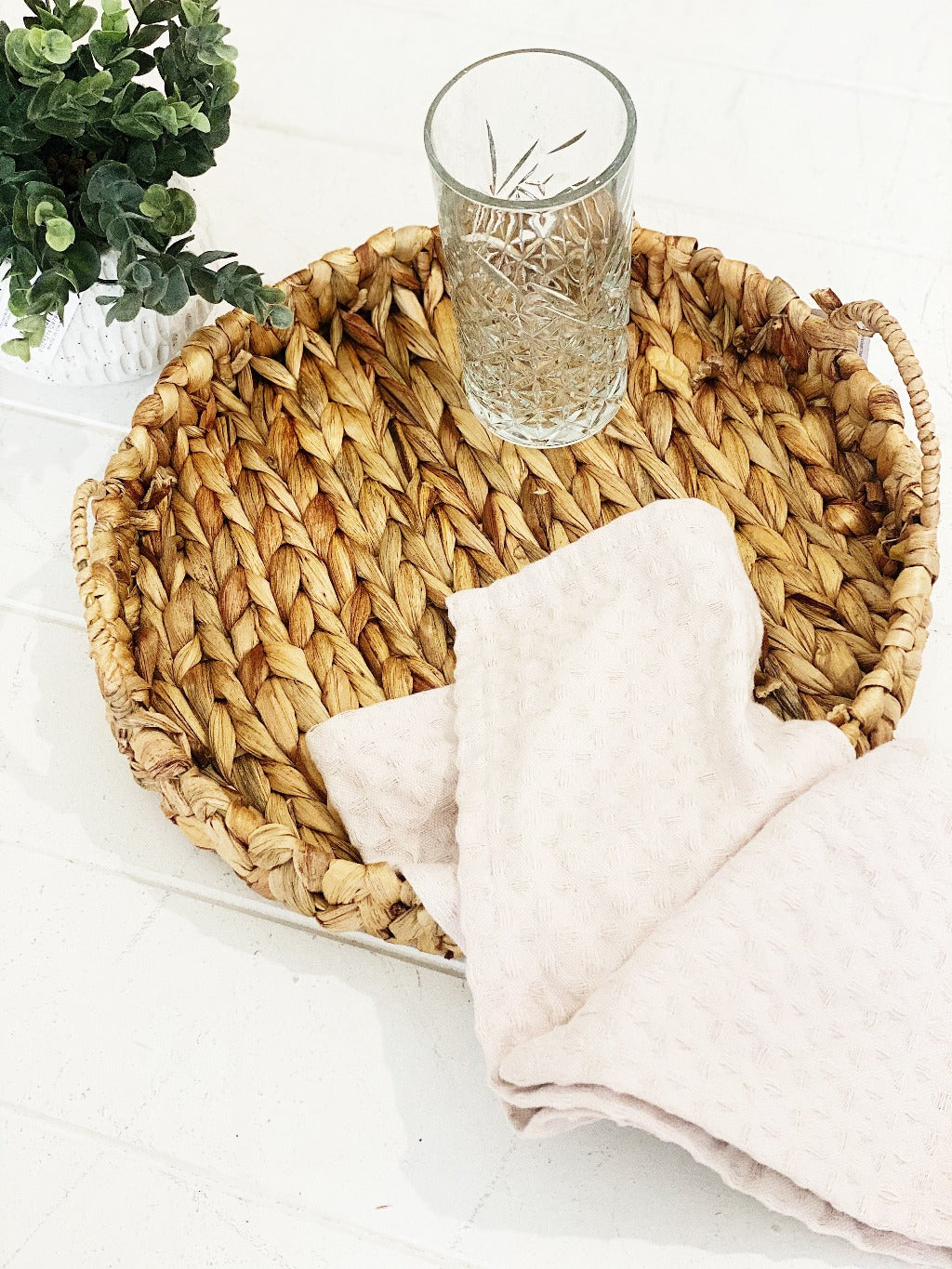 Complete your boho or coastal decor with our beautiful Water Hyacinth Basket with Handles which are perfect for adding a natural touch into your home or office. These natural hand woven baskets are a practical piece, perfect for storage. Available in three sizes.| Bliss Gifts &amp; Homewares | Unit 8, 259 Princes Hwy Ulladulla | South Coast NSW | Online Retail Gift &amp; Homeware Shopping | 0427795959, 44541523