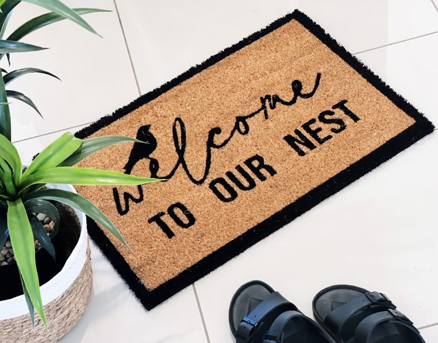 Our Welcome To Our Nest Door Mat is the perfect way to create a welcoming feel to your home before your guests even step foot inside with its beautiful design. Made from Natural coir fibres. PVC backing. Measures: 40x60x1.5cm.| Bliss Gifts &amp; Homewares | Unit 8, 259 Princes Hwy Ulladulla | South Coast NSW | Online Retail Gift &amp; Homeware Shopping | 0427795959, 44541523