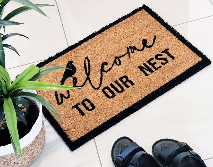 Our Welcome To Our Nest Door Mat is the perfect way to create a welcoming feel to your home before your guests even step foot inside with its beautiful design. Made from Natural coir fibres. PVC backing. Measures: 40x60x1.5cm.| Bliss Gifts & Homewares | Unit 8, 259 Princes Hwy Ulladulla | South Coast NSW | Online Retail Gift & Homeware Shopping | 0427795959, 44541523