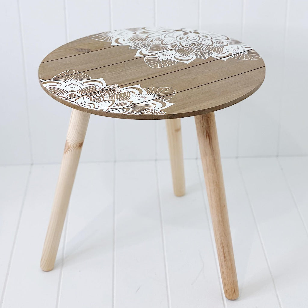 White Mandala Print Side Table - Perfect as a bedside table, coffee table or as corner decor table - Features a beautiful White Mandala design - Made from MDF - Measures: 40x40cm. |Bliss Gifts & Homewares - Unit 8, 259 Princes Hwy Ulladulla - Shop Online & In store - 0427795959, 44541523 - Australia wide shipping