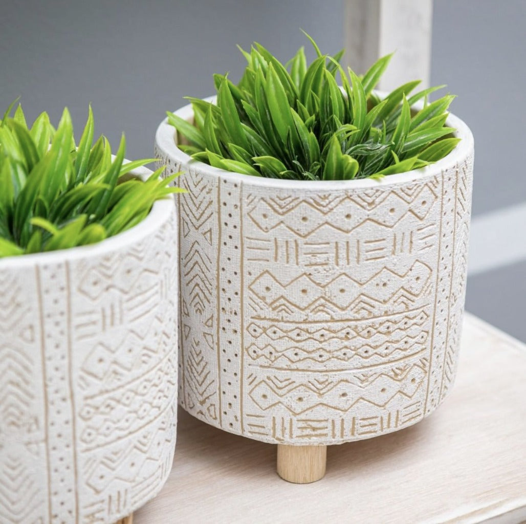 Textured White Tribal Pots 