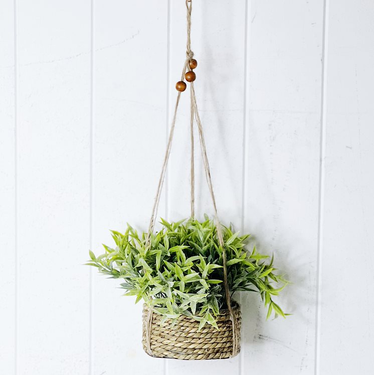 Bring the outdoors in with our Woven Rope Hanging Planters with Faux Plant. With these gorgeous woven rope baskets, it is sure to add some lovely bohemian/coastal texture to your space with beautiful life like artificial plants. Approx 15cm.| Bliss Gifts &amp; Homewares | Unit 8, 259 Princes Hwy Ulladulla | South Coast NSW | Online Retail Gift &amp; Homeware Shopping | 0427795959, 44541523