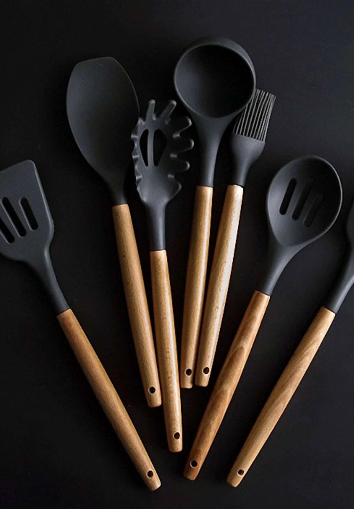 Designed to keep you cooking with flair, these handsome Acacia Handle Silicone Utensil Set in a 10 piece feature a black silicone head and a rounded handle of solid acacia, perfect for the modern chef. Everything you need, including a utensil holder!| Bliss Gifts &amp; Homewares | Unit 8, 259 Princes Hwy Ulladulla | South Coast NSW | Online Retail Gift &amp; Homeware Shopping | 0427795959, 44541523