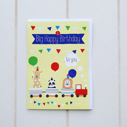 Big Happy Animal Train Birthday Greeting Card. Says on the front, &quot;BIG HAPPY BIRTHDAY TO YOU&quot;! Choo-Choo-Choose wisely who is deserving of this fun birthday card.  | Bliss Gifts &amp; Homewares | Unit 8, 259 Princes Hwy Ulladulla | South Coast NSW | Online Retail Gift &amp; Homeware Shopping | 0427795959, 44541523