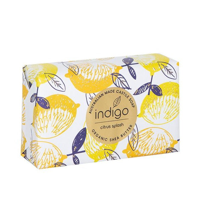 Organic Shea Butter Soap in Citrus Splash - Lemon Pattern - Our beautifully perfumed French Triple Milled body bar soaps are made in Australia with Certified Organic Shea Butter. 200 grams. Organic Shea Butter. Proudly Australian made.| Bliss Gifts &amp; Homewares | Unit 8, 259 Princes Hwy Ulladulla | South Coast NSW | Online Retail Gift &amp; Homeware Shopping | 0427795959, 44541523