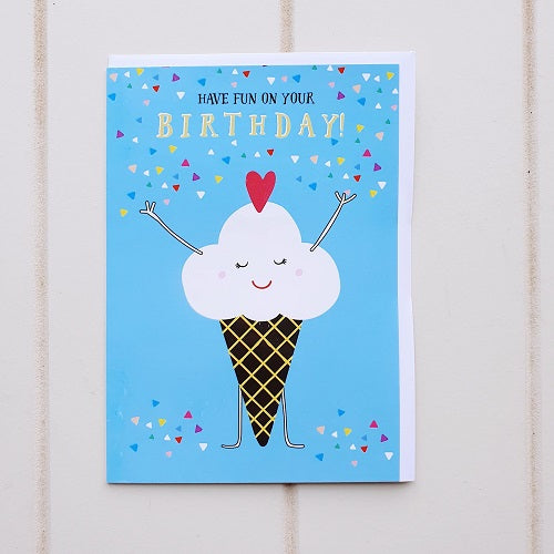 Happy Ice-cream Birthday Greeting Card. I Scream, you scream we all scream for this energetic little ice cream birthday card. Perfect for that birthday boy or girl who just can&#39;t resist their sweet tooth. | Bliss Gifts &amp; Homewares | Unit 8, 259 Princes Hwy Ulladulla | South Coast NSW | Online Retail Gift &amp; Homeware Shopping | 0427795959, 44541523