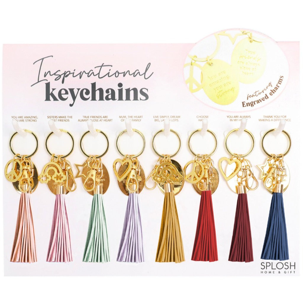 Our range of Inspirational Keychains were designed to inspire, uplift and empower. These stylish keychains feature a meaningful engraved quote, adorable charm and colourful tassel that will sit pretty amongst your keys.| Bliss Gifts & Homewares | Unit 8, 259 Princes Hwy Ulladulla | South Coast NSW | Online Retail Gift & Homeware Shopping | 0427795959, 44541523