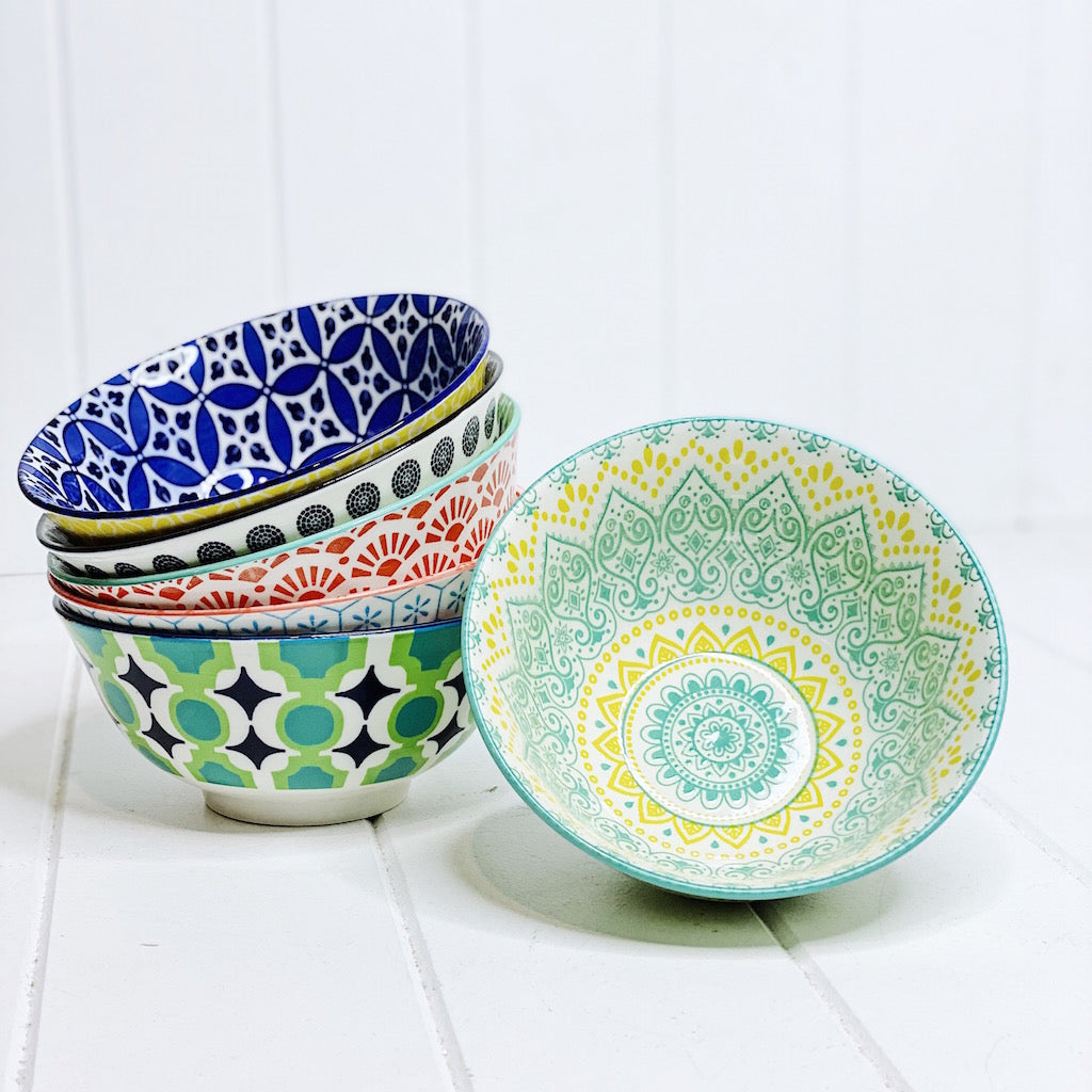 Moroccan Style Medium Bowl – perfect for cereal, porridge, entree soup or a serve of ice cream - Moroccan Style Dinnerware - Mix & Match - 15.5cmW x 6cmH - wide range of colours and patterns - Commercial Grade quality - Patterns Picked at random | Bliss Gifts & Homewares - Unit 8, 259 Princes Hwy Ulladulla - Shop Online - 0427795959, 44541523 - Australia wide shipping – AfterPay Available 