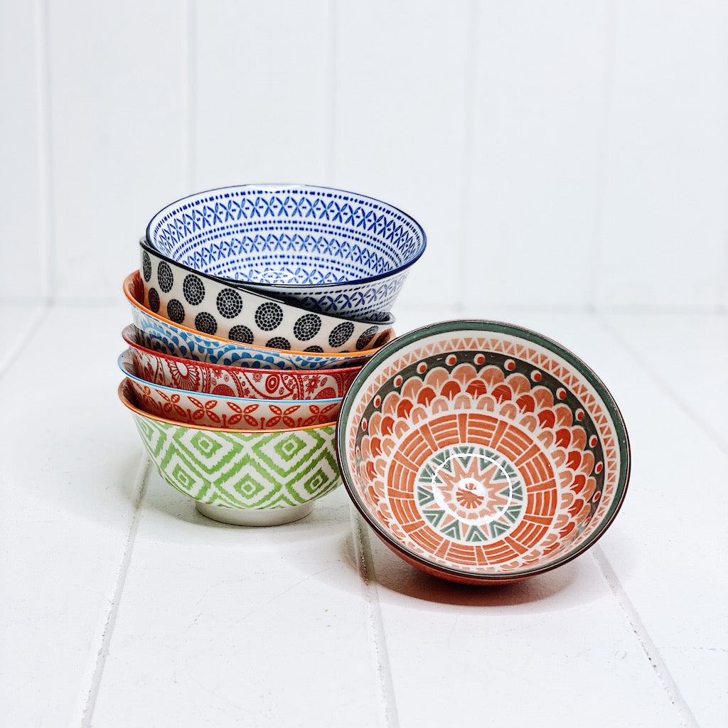Moroccan Style Mini Bowl – perfect for kids cereal, dipping sauces, dips, nuts, snacks and great for a grazing table - Moroccan Style Dinnerware - Mix &amp; Match - 12cmW x 5cmH - wide range of colours and patterns - Commercial Grade quality - Patterns Picked at random | Bliss Gifts &amp; Homewares - Unit 8, 259 Princes Hwy Ulladulla - Shop Online - 0427795959, 44541523 - Australia wide shipping – AfterPay Available 