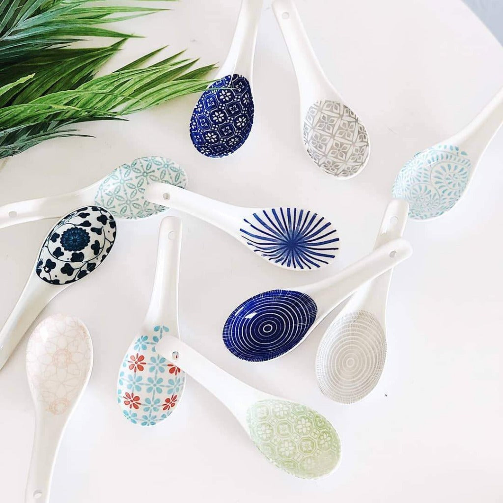 Moroccan Style Ceramic Spoon - Moroccan Style Dinnerware - Mix & Match - 13x4cm - wide range of colours and patterns - mix and match - Commercial Grade quality - Bliss Gifts & Homewares - Unit 8, 259 Princes Hwy Ulladulla - Shop Online - 0427795959, 44541523 - Australia wide shipping