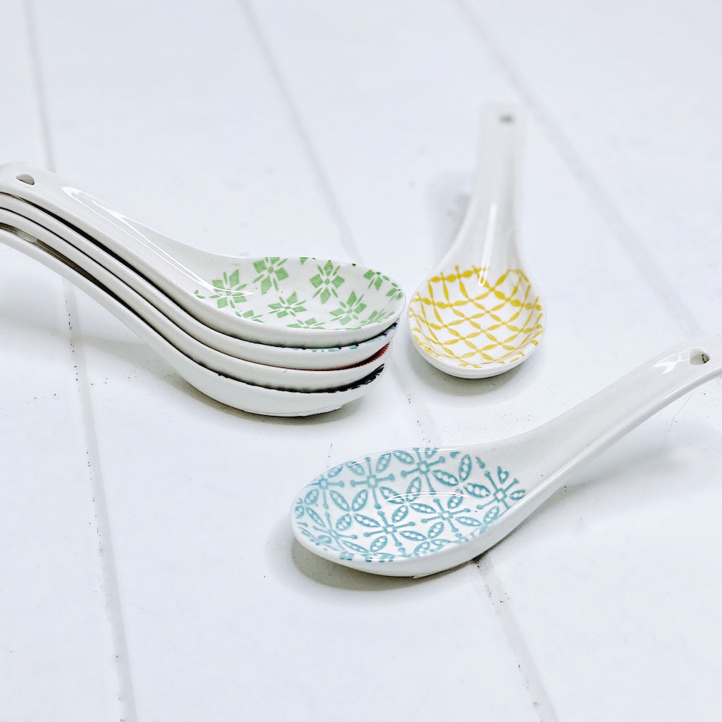 Moroccan Style Ceramic Spoon - Moroccan Style Dinnerware - Mix & Match - 13x4cm - wide range of colours and patterns - mix and match - Commercial Grade quality - Bliss Gifts & Homewares - Unit 8, 259 Princes Hwy Ulladulla - Shop Online - 0427795959, 44541523 - Australia wide shipping