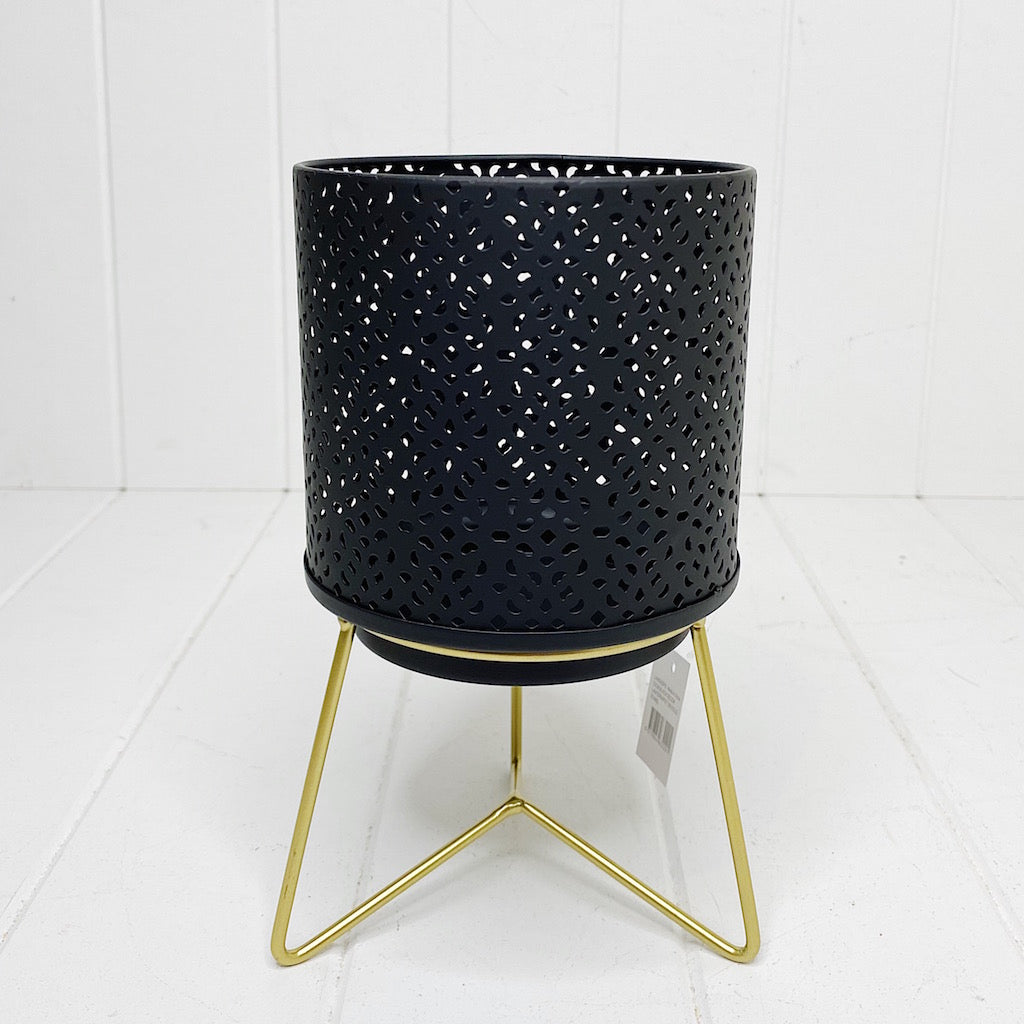 The Nadi Lantern/Planter in Black has gold accents that give it a modern appeal and makes it ideal for any space you&#39;d like. The perfect size for holding pillar candles or displaying other decorations, such as plants or otherwise.| Bliss Gifts &amp; Homewares | Unit 8, 259 Princes Hwy Ulladulla | South Coast NSW | Online Retail Gift &amp; Homeware Shopping | 0427795959, 44541523