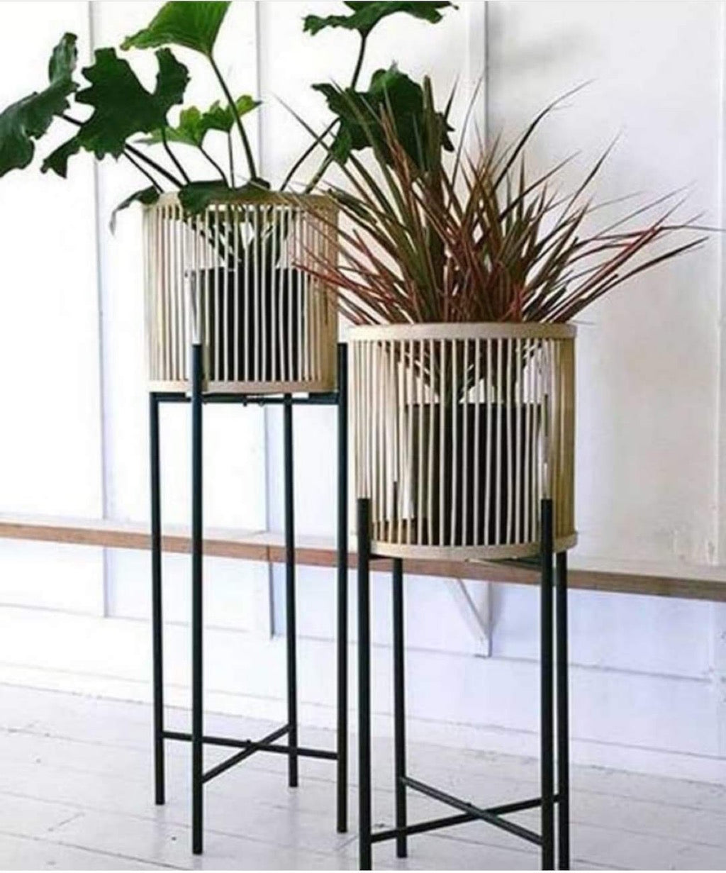 Rhythm Plant Stands - metal base - stunning natural bamboo basket - Large: 35x100cm - Small: 35x80cm - Basket size: 31x31cm | Salt&Pepper |Bliss Gifts & Homewares - Unit 8, 259 Princes Hwy Ulladulla - Shop Online & In store - 0427795959, 44541523 - Australia wide shipping 