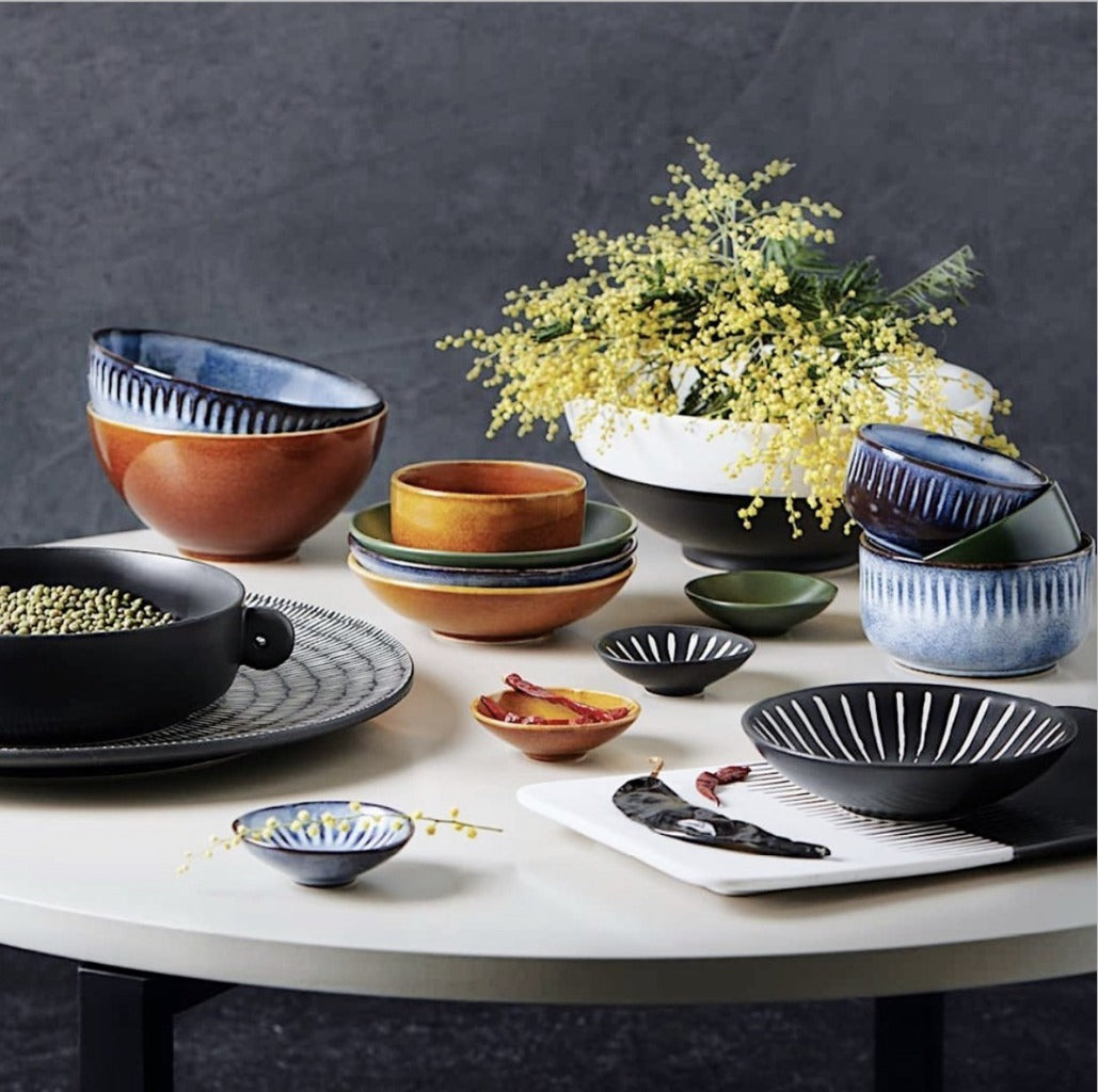Your dinner table spread is about to go from fine to photogenic with our collection of 4 Osaka bowls. Each stoneware bowl is uniquely textured and coloured, finished with a hand applied reactive glaze that ensures each piece is beautifully unique.| Bliss Gifts &amp; Homewares | Unit 8, 259 Princes Hwy Ulladulla | South Coast NSW | Online Retail Gift &amp; Homeware Shopping | 0427795959, 44541523