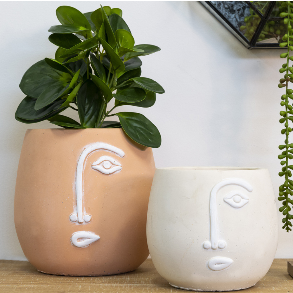 How quirky are our new Pablo Pots in White. The minimal concrete face planters with white detailing come with a drainage hole and plug for you convenience. Measures: 17x15cm. Material: Cement.| Bliss Gifts &amp; Homewares | Unit 8, 259 Princes Hwy Ulladulla | South Coast NSW | Online Retail Gift &amp; Homeware Shopping | 0427795959, 44541523