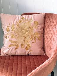 The Full Bloom Embroidered Peach Cushion from SPLOSH, is a beautiful and soft addition to any home. Features: Gorgeous dusty pink colour, Gold embroidered print, Cushion inner included. 45x45cm - Bliss Gifts &amp; Homewares | Unit 8, 259 Princes Hwy Ulladulla | South Coast NSW | Online Retail Gift &amp; Homeware Shopping | 0427795959, 44541523