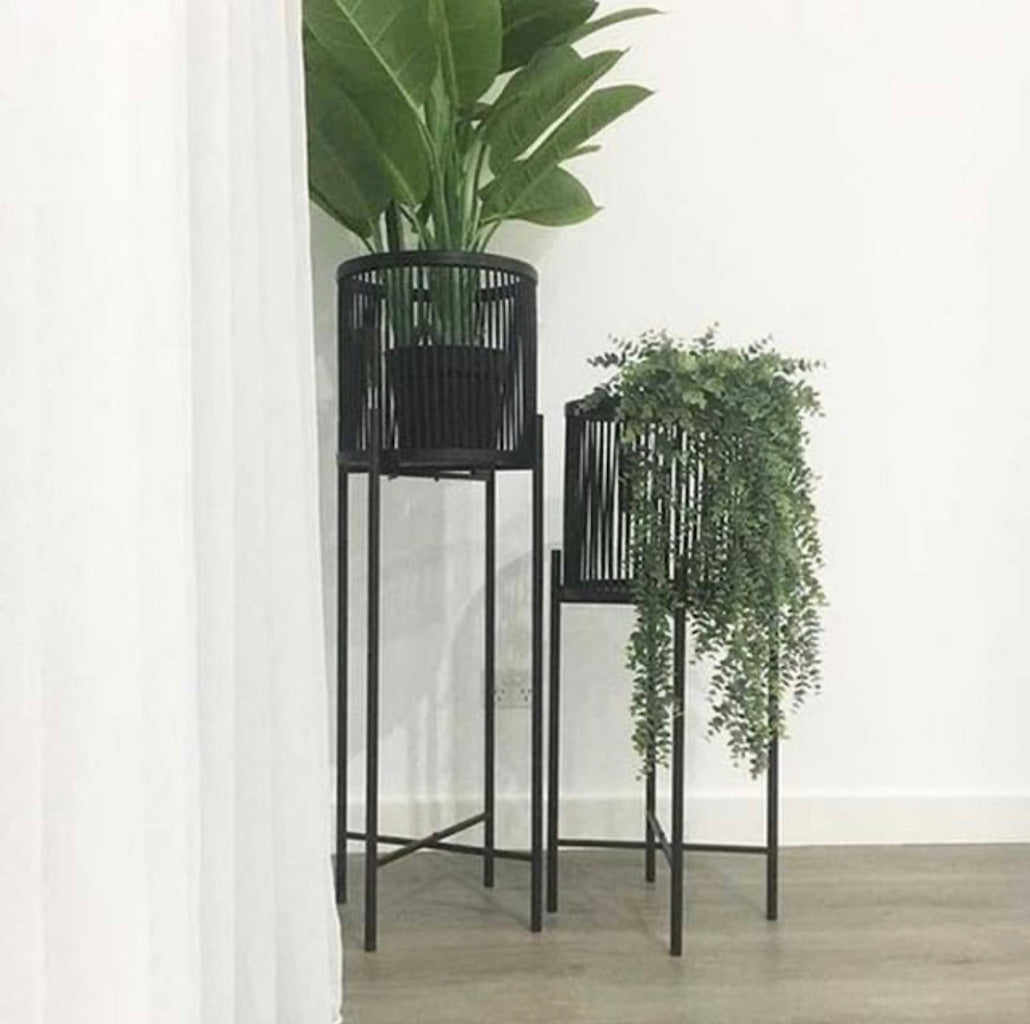Rhythm Plant Stands - metal base - stunning black bamboo basket - Large: 35x100cm - Small: 35x80cm - Basket size: 31x31cm | Salt&amp;Pepper |Bliss Gifts &amp; Homewares - Unit 8, 259 Princes Hwy Ulladulla - Shop Online &amp; In store - 0427795959, 44541523 - Australia wide shipping 