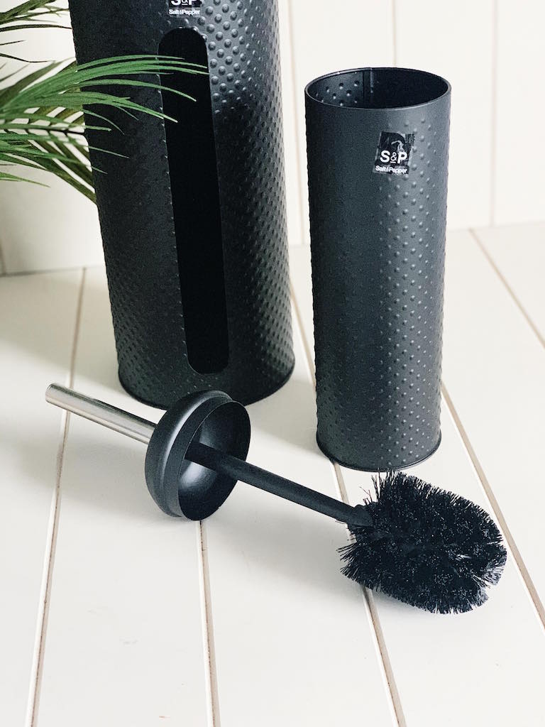 The SPOT Toilet Brush &amp; Roll Holder features a beautiful black embossed spot pattern and is a must-have bathroom essential for every household. Made of metal; toilet roll holder holds up to 4 rolls; embossed spot pattern.| Bliss Gifts &amp; Homewares | Unit 8, 259 Princes Hwy Ulladulla | South Coast NSW | Online Retail Gift &amp; Homeware Shopping | 0427795959, 44541523