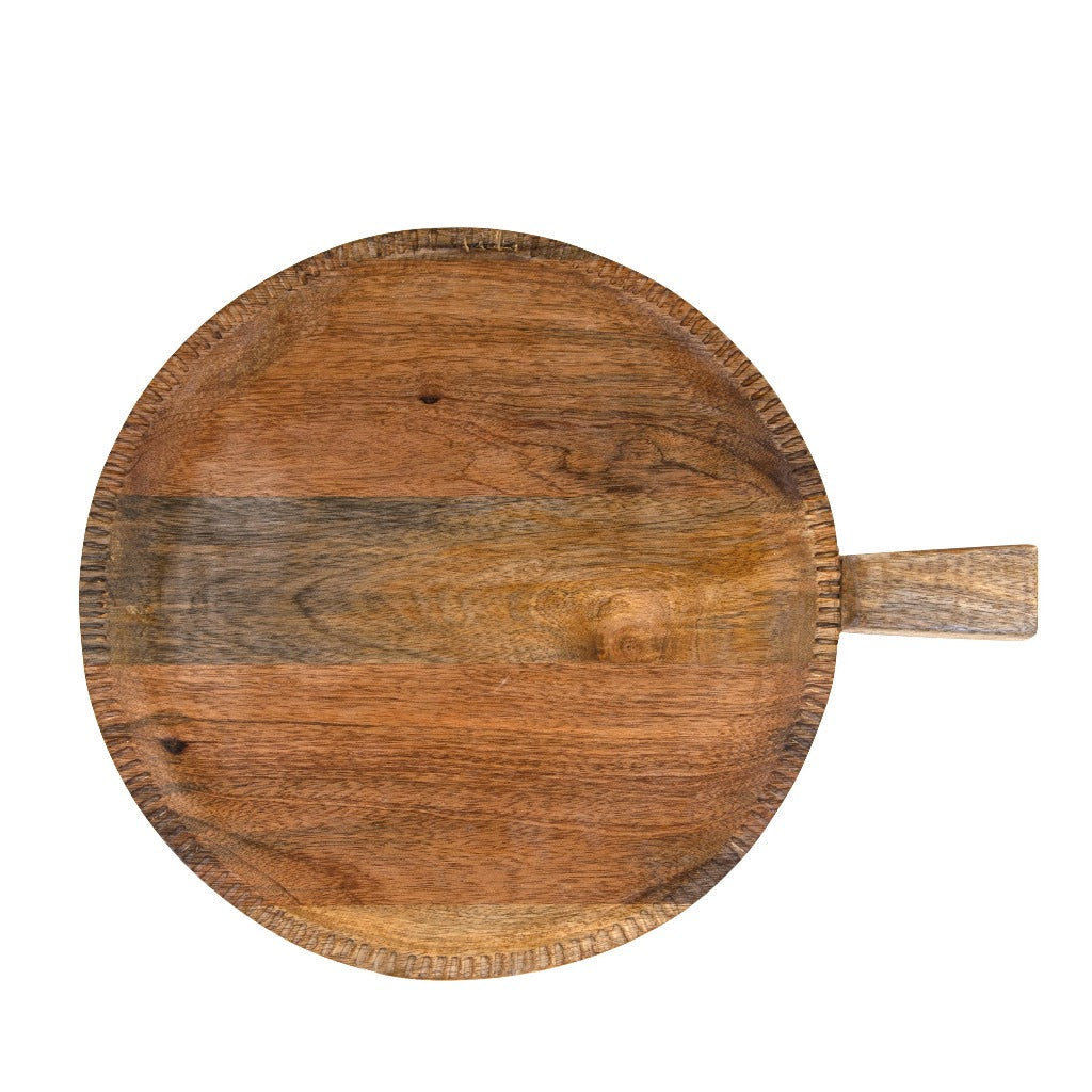 Salt&amp;Pepper’s VAULT Paddle Round - 50.5x40cm - Handcrafted from mango wood with a lovely engraved edging detail and side handles - Shop online. AfterPay available. Australia wide Shipping | Bliss Gifts &amp; Homewares - Unit 8, 259 Princes Hwy Ulladulla - 44541523