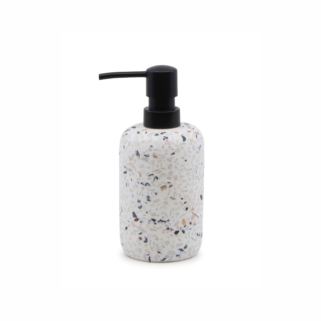 Venice White 185ml Soap Dispenser - Salt&amp;Pepper - Made from durable resin in a delightfully sleek shape - features a matte finish with an on-trend terrazzo inlay |Bliss Gifts &amp; Homewares - Unit 8, 259 Princes Hwy Ulladulla - Shop Online &amp; In store - 0427795959, 44541523 - Australia wide shipping 