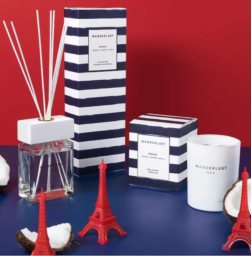 From Salt&amp;Pepper&#39;&#39;s WANDERLUST collection is this colourfully packaged 300ml PARIS diffuser and cotton stick set filled with a delightfully sweet and whimsical blend of coconut, caramel and vanilla. European-sourced essential oils. Shop online or instore. AfterPay available. Australia wide Shipping. | Bliss Gifts &amp; Homewares | Unit 8, 259 Princes Hwy Ulladulla | South Coast NSW | 0427795959, 44541523 