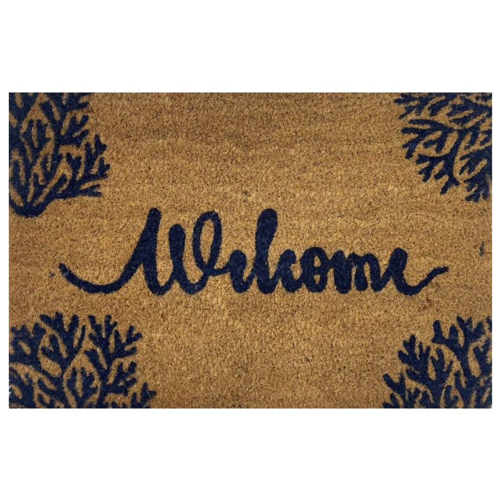 Welcome guests to your home with splash of coastal flair by laying out this fun, Welcome Coral Door Mat. Made from Natural coir fibres. PVC backing. Measures: 40x60x1.5cm.| Bliss Gifts &amp; Homewares | Unit 8, 259 Princes Hwy Ulladulla | South Coast NSW | Online Retail Gift &amp; Homeware Shopping | 0427795959, 44541523