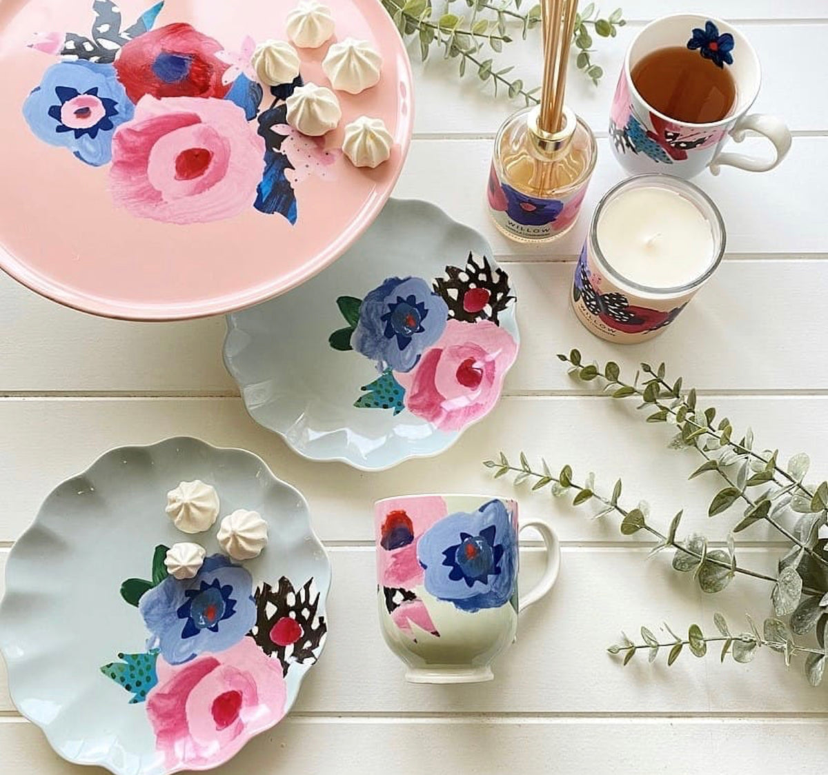 Allow the garden tea party to come to you with this WILLOW Plate in Rose. Complemented by a rose-hued background, this new bone china plate enjoys a stunning floral and butterfly decal with a scalloped design at the rim | Bliss Gifts &amp; Homewares | Unit 8, 259 Princes Hwy Ulladulla | South Coast NSW | Online Retail Gift &amp; Homeware Shopping | 0427795959, 44541523